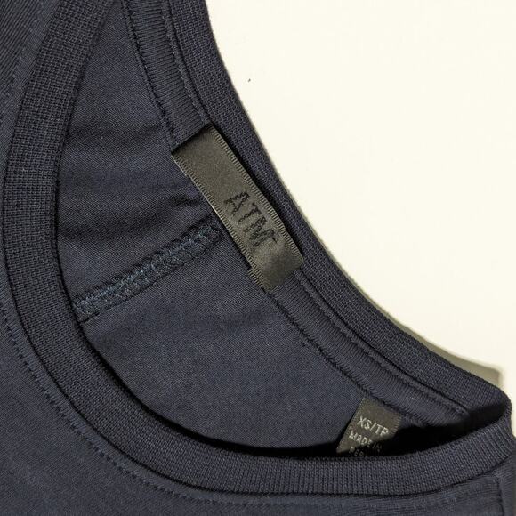 ATM Anthony Thomas Melillo Gathered Stretch Pima Cotton Jersey Mini Dress Blue - Picture 4 of 6